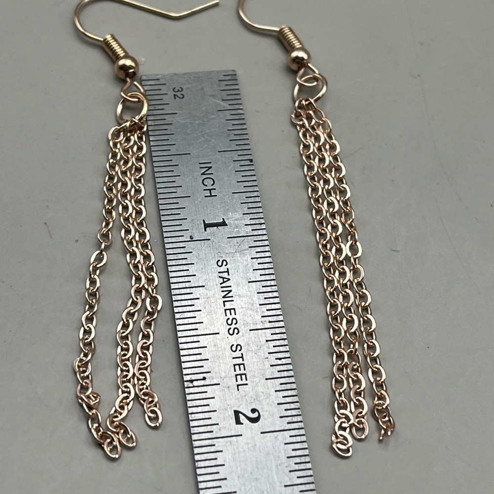 Elegant Rose Gold Tone Dangle Earrings - Picture 2 of 2